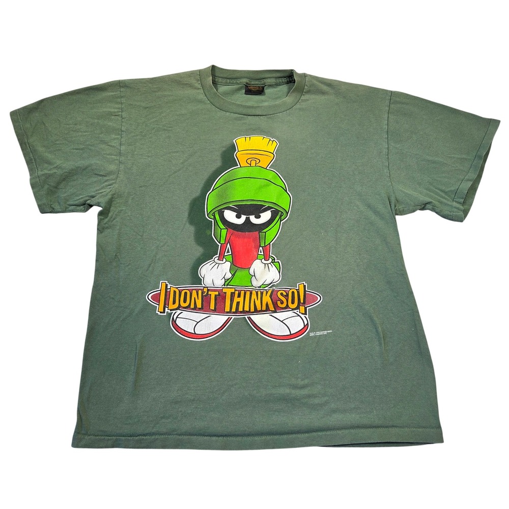 Vintage 1998 Marvin the Martian Shirt Changes NYC‎ Green Single Stitch XL Mens